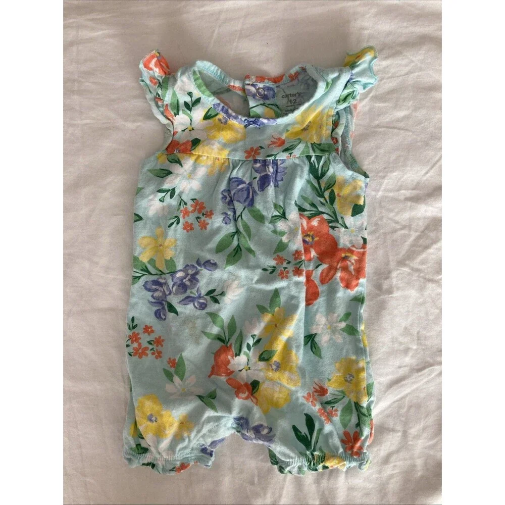 12 Months Carter’s baby girl clothes - 1 piece romper | floral theme